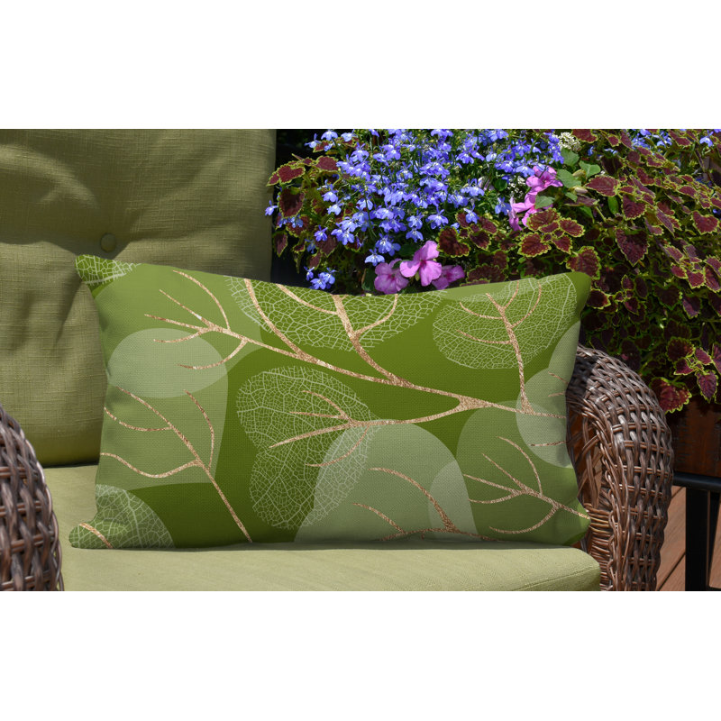 Coussin lombaire intérieur / extérieur Baka Leafs, Chertreuse / or