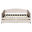 Lit de jour rembourré beige avec deux tiroirs pratiques et un tissu doux recouvrant des systèmes de tiroirs spacieux - Améliorez vos options de rangement-1028473591