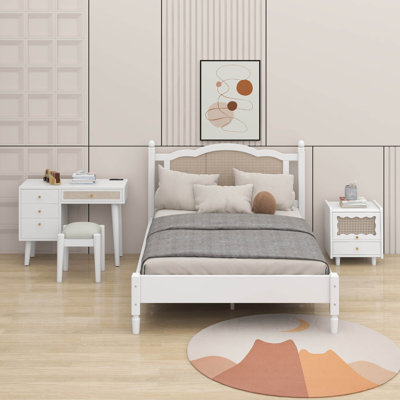 3 Pieces Bedroom Set With Bed Frame