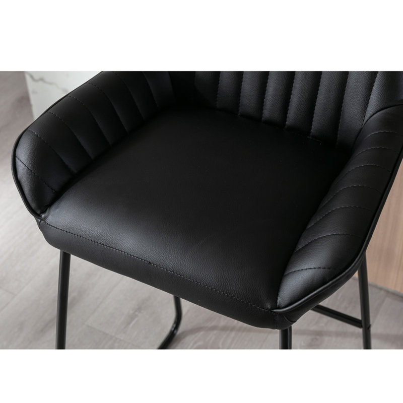 Ottilie Pu Bar Stool 2pcs , Black, 1
