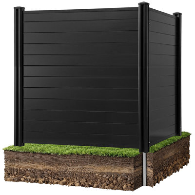 Panneaux de protection extérieure en vinyle noir, 2 panneaux, 122 x 122 cm, avec piquets de 70 cm, pour climatiseur et équipement de piscine.