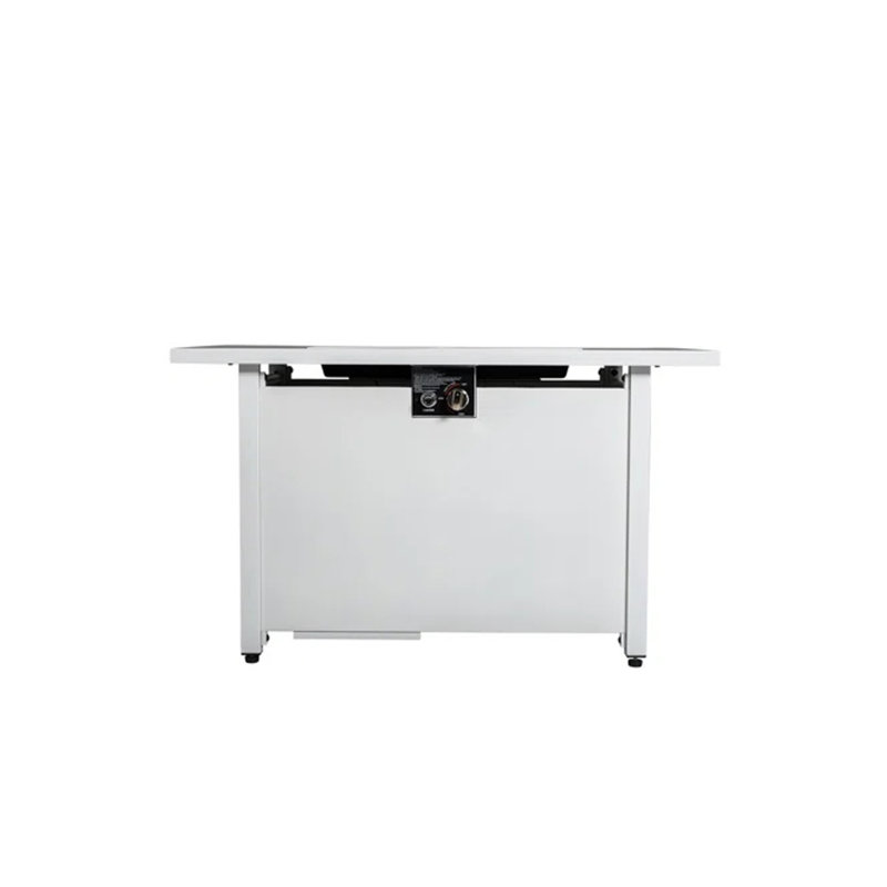 43" Smoked Glass Metal Rectangle Fire Pit, White