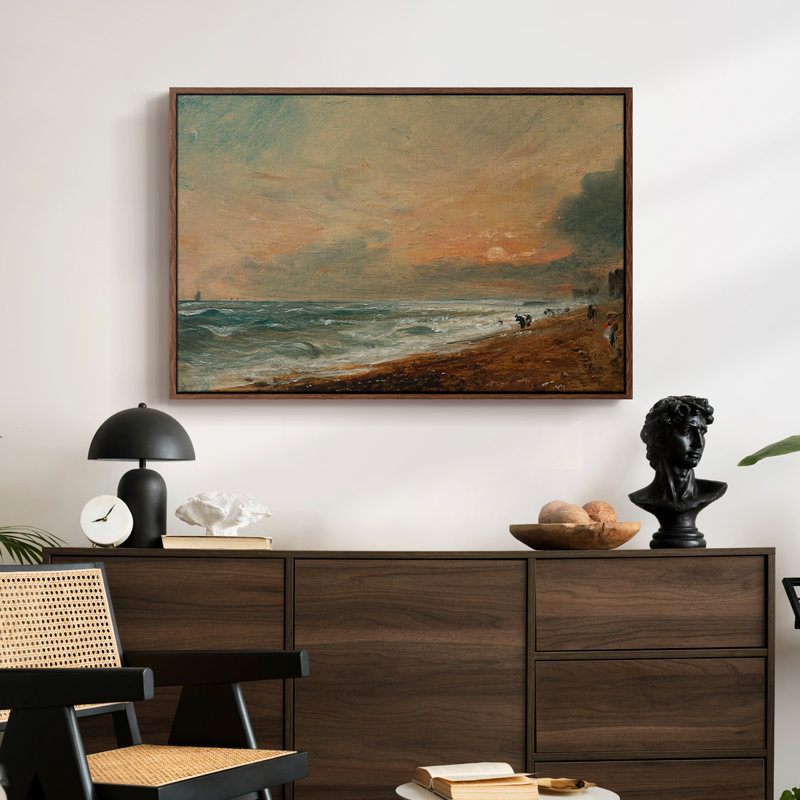 Hove Beach, v. 1824-1826 - John Constable, toile tendue avec châssis, 24 po x 36 po, Noyer