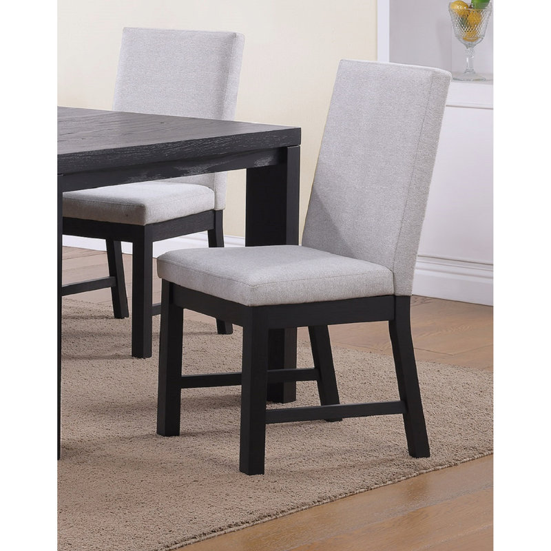 Chaises à dossier contemporaines de style transitionnel en tissu avec finition noire et coussin - Fabrication en bois pour salle à manger de style 2 pièces