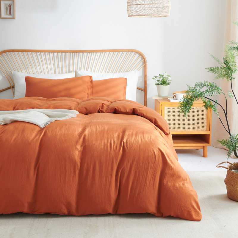  Ensemble de housse de couette Nayoroom, Housse de couette très grand + 2 taies d'oreiller, Orange brun