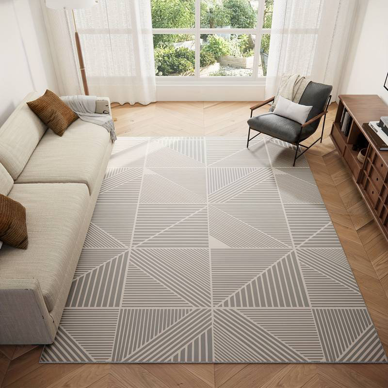 Tapis lavable en faux cachemire neutre, Rectangle 6 pi x 9 pi