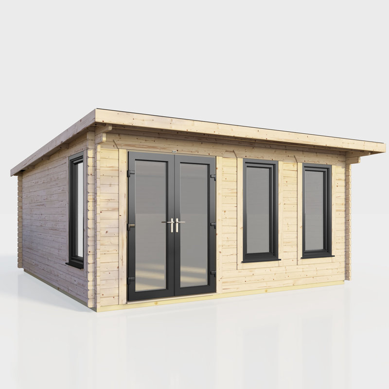 Powersheds 16 x 14ft Pent Log Cabin, Doors to the Left - 44mm