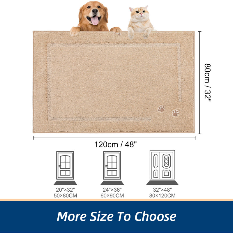 Non-Slip Indoor Doormat, 81.3cm W x 121.9cm L, Beige