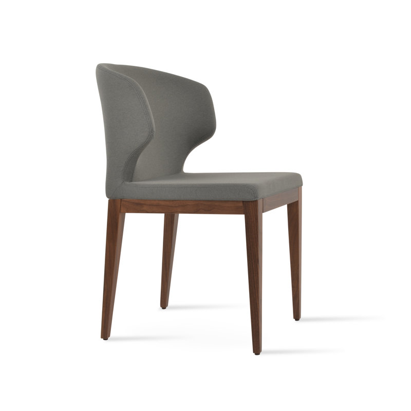 Amed Wood Side Chair, American Walnut, Fabric Gray Era