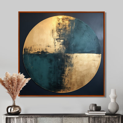 Minimal Moon bleu marine et or - salon d'art mural géométrique