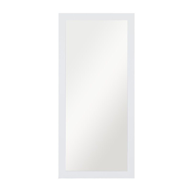 Wooden Minimalistic Rectangle Wall Mirror, White, 70" x 32.38"