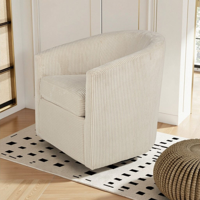 Fauteuil d'appoint pivotant à 360 ° - Revêtement en velours côtelé et design moderne, Beige
