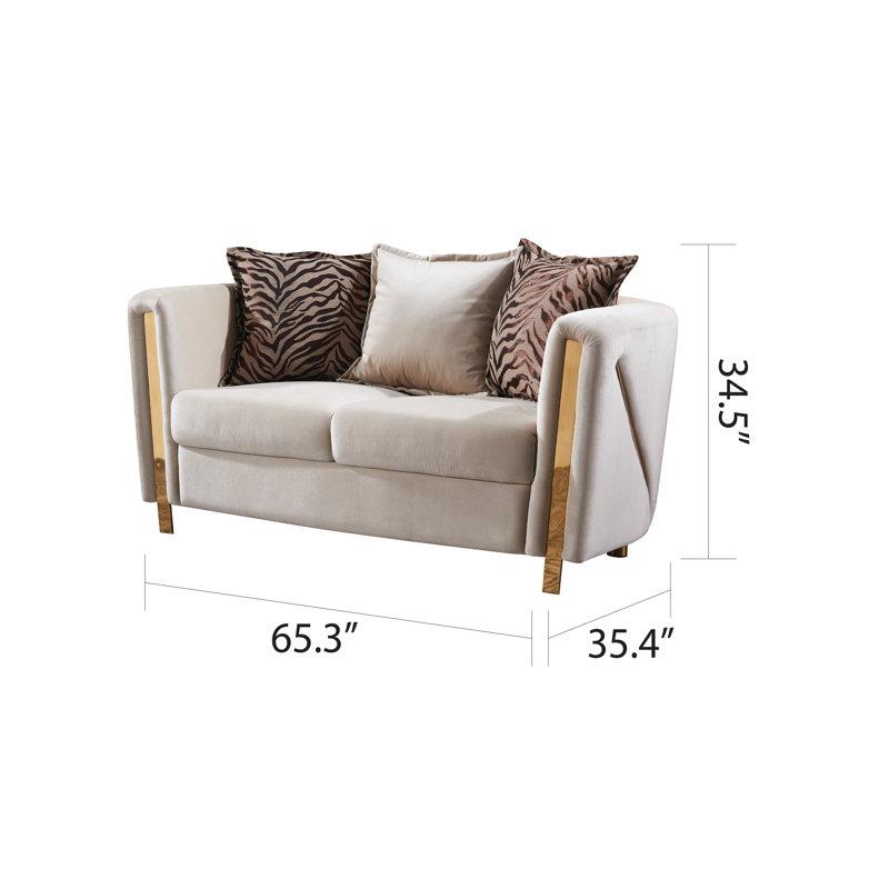 Nahri 3 - Piece Velvet Living Room Set, Beige Velvet