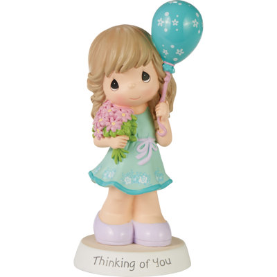 Precious Moments Girl with Balloon and Flowers Thinking of You Figurine 5.63 Inch