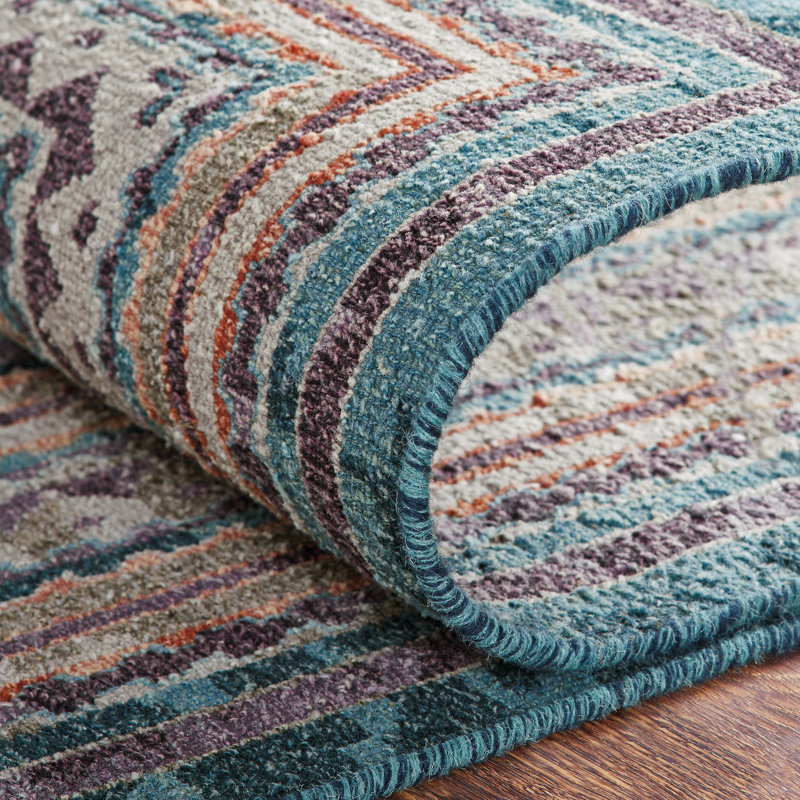 Zahara Hand Knotted Wool Area Rug, Rectangle 10' x 14'