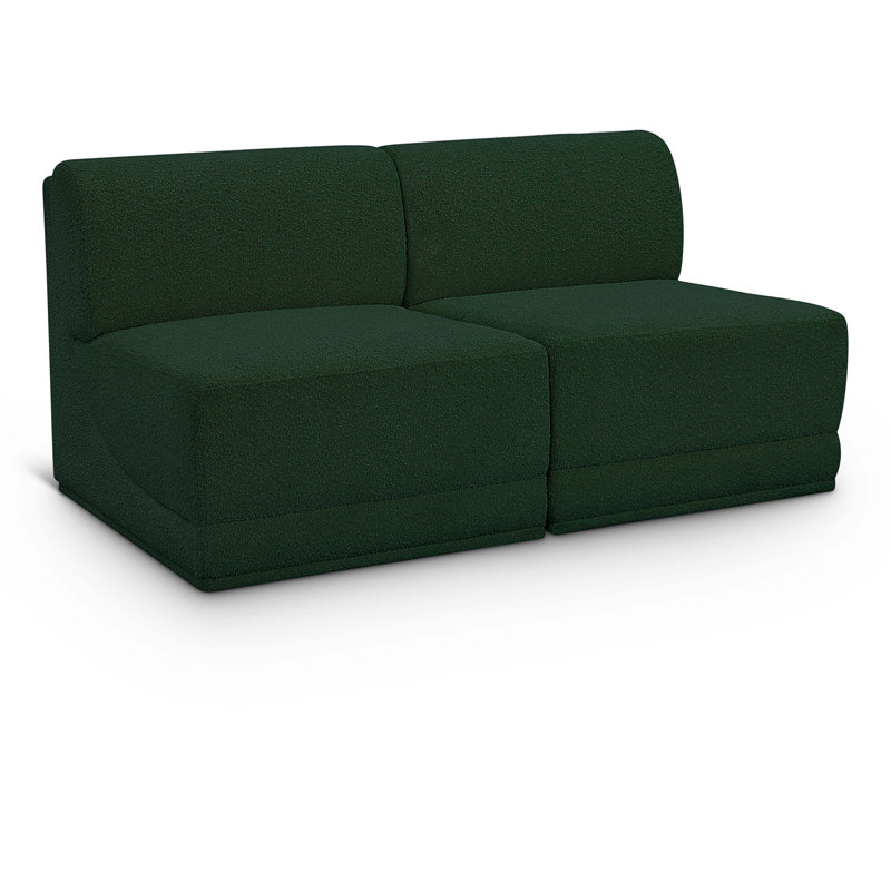 Causeuse rembourrée 60 po Ollie, Tissu bouclé vert