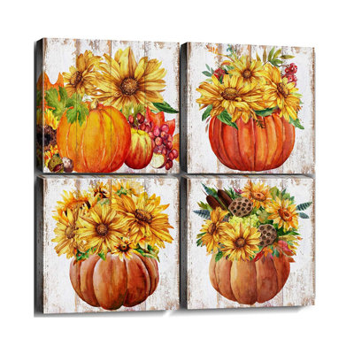 4 Piece Wrapped Canvas Wall Art