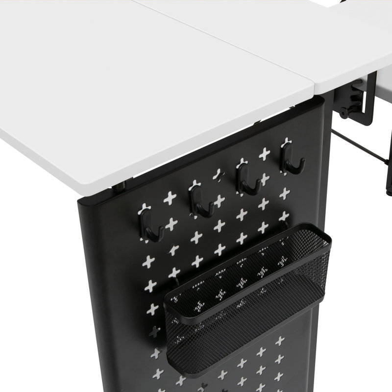 Sewing Table with Swingout Storage Panel, White