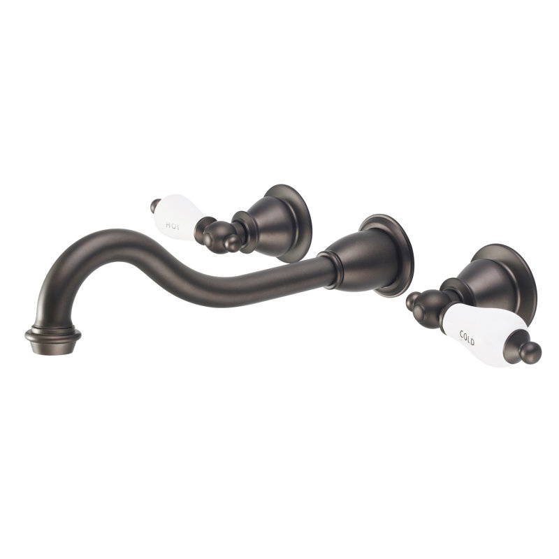 2-handle Bathroom Faucet, Hot and Cold Labeled Porcelain Lever Handles, Oil Rubbed Bronze