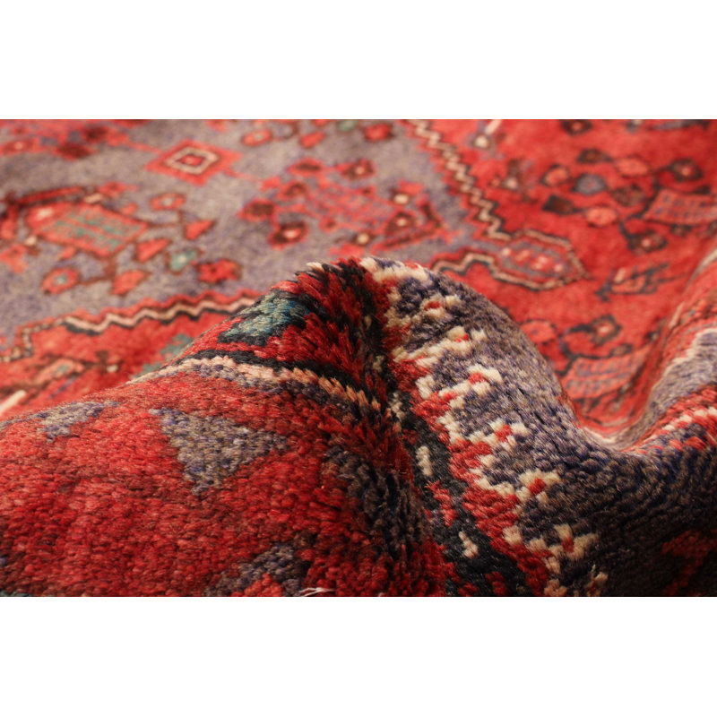 Tapis rouge en laine noué à la main 4 pi 5 po x 8 pi 6 po Andelz