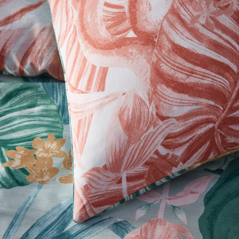 Floral Duvet Cover Set with Pillowcases, Double Duvet Cover + 2 Standard Pillowcases, Sage/Blush
