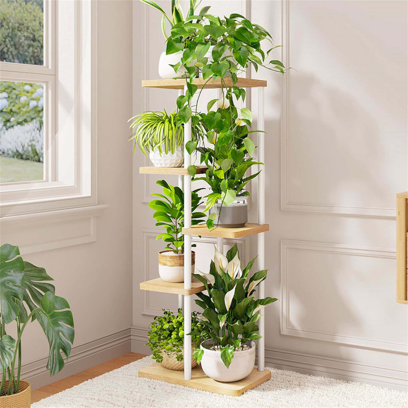 Plant Stand, White/Beige