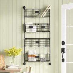 Hines Wall Mail Organizer with Key Hooks Dotted Line Finish: Black