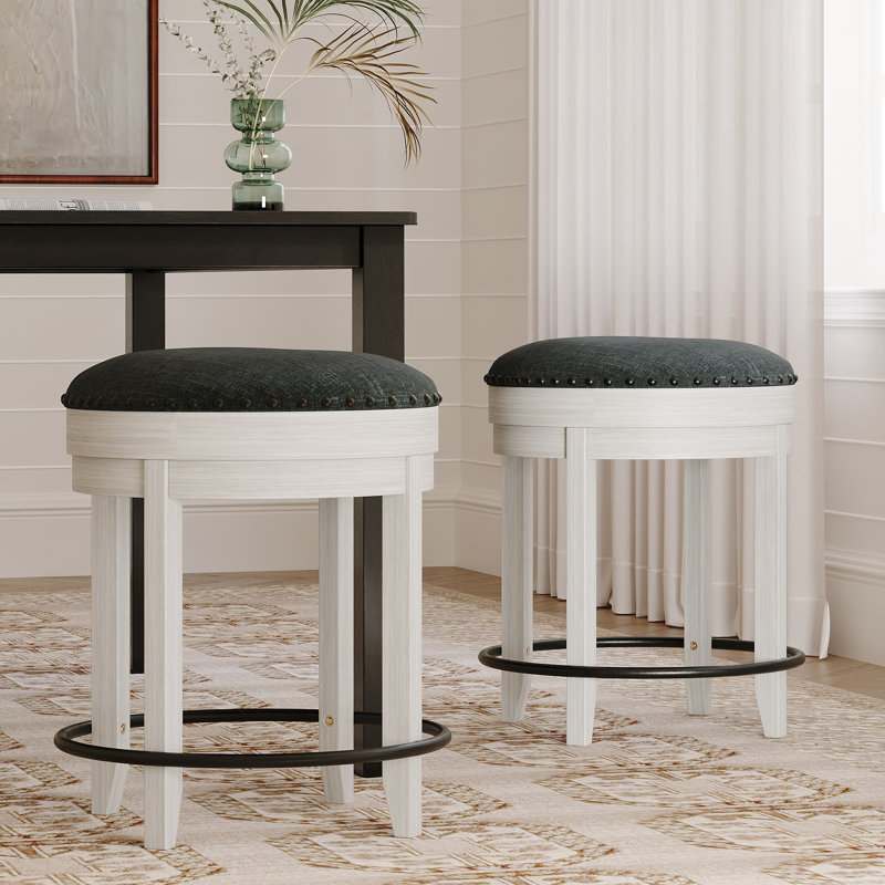 Tabouret de bar rotatif Krishay Forge, Blanc