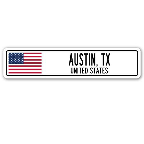 Panneau de signalisation en aluminium Buffum Austin, Tx, États-Unis, H 8 po x l 36 po x P 1 po