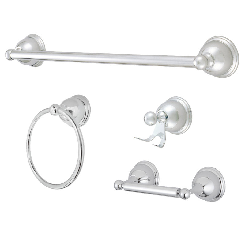 Ensemble de quincaillerie de salle de bain 4 pièces Kingston, Chrome poli