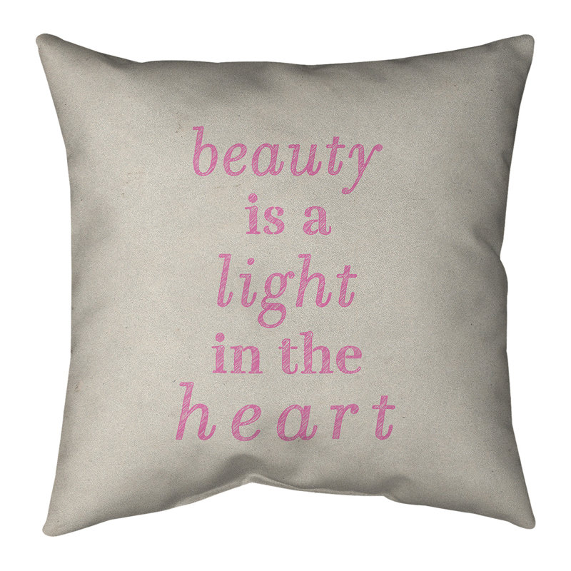Housse de coussin Handwritten, 26 po x 26 po, Blanc / Rose, Pas de remplissage