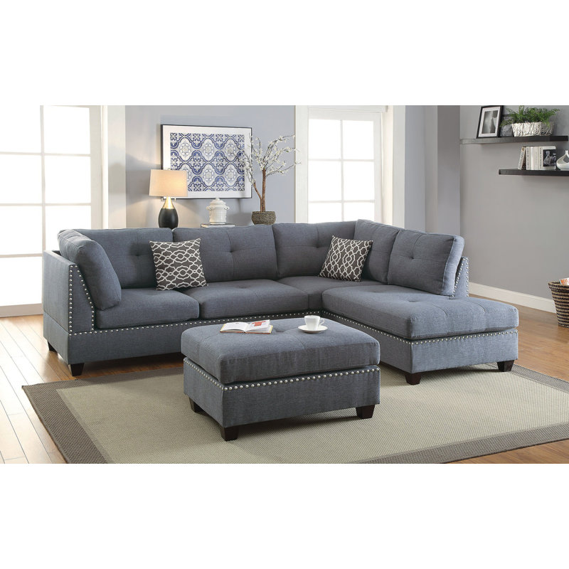 3 pièces Canapé modulaire gris et gris