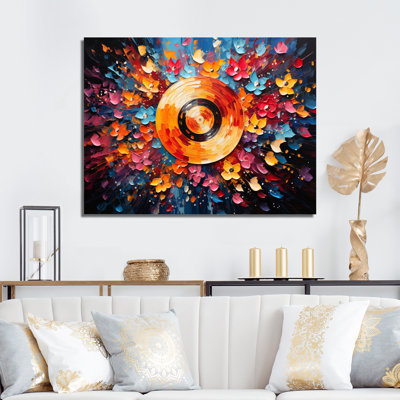 «Music», art mural sur toile, disque vinyle rétro, reproduction - Groove II