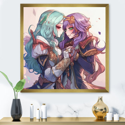 " Anime Couple Kissing Tender Pastel "