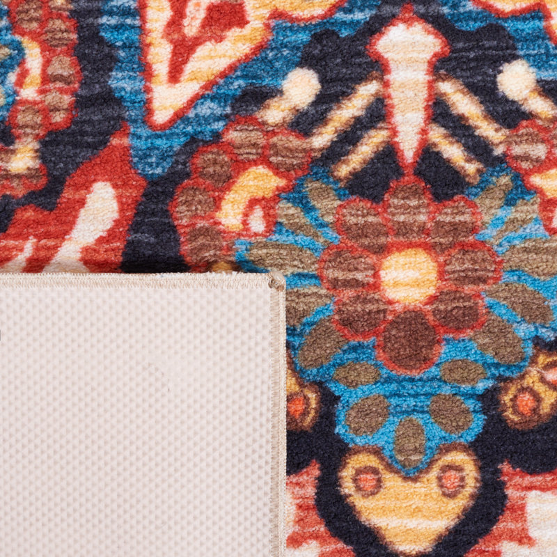 Manado Oriental Blue/Beige Area Rug, Rectangle 4'5" x 6'