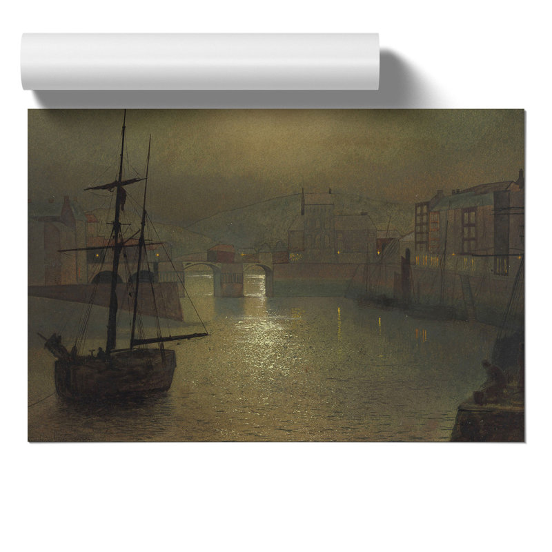 Whitby Harbour Vol.1 by John Atkinson Grimshaw - No Frame Painting, 30cm H x 42cm W x 0.1cm D