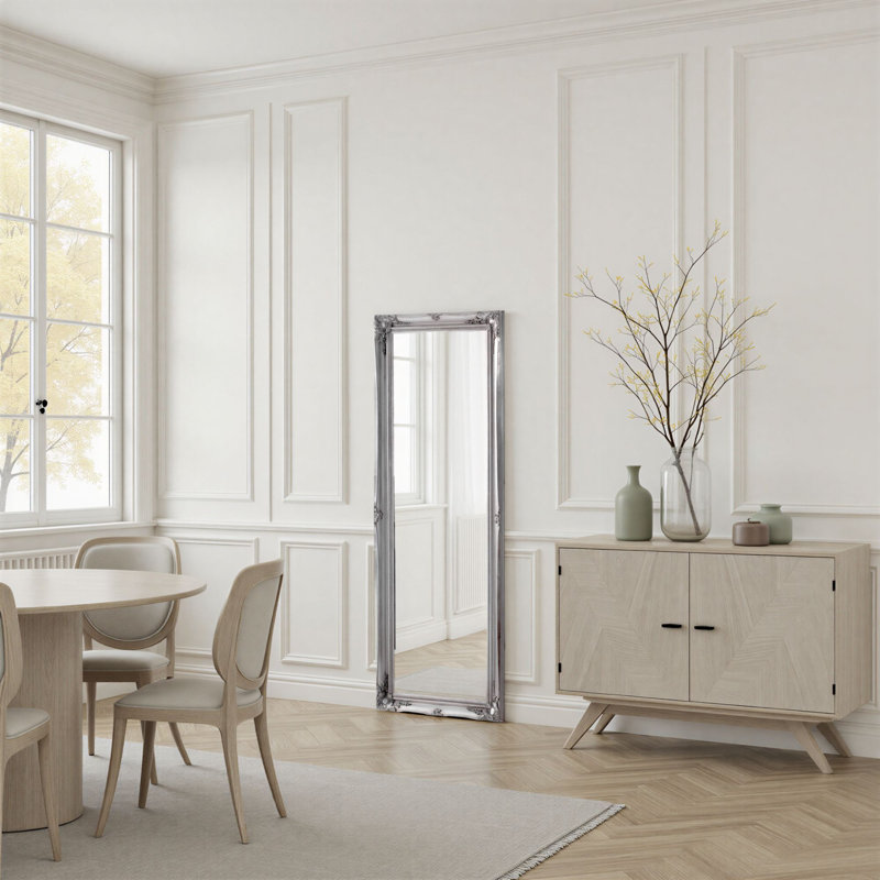 Alberik French Style Carved Wall Mirror Bevelled, Silver, 166cm H x 60cm W