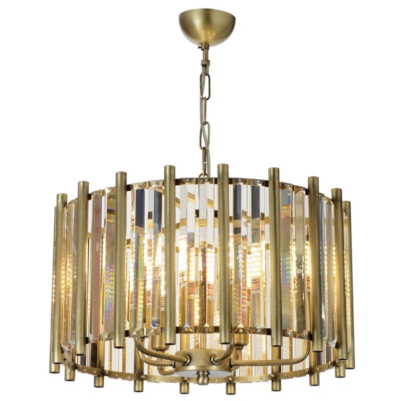 Elegant Copper Chandelier, 22.4 x 17.7 inches | 6 x E14 Sockets (Max 40W), Metal Body with Crystal Cap | Vintage Glam Design for Modern Homes & Hotels | Perfect for Dining Rooms & Living Spaces