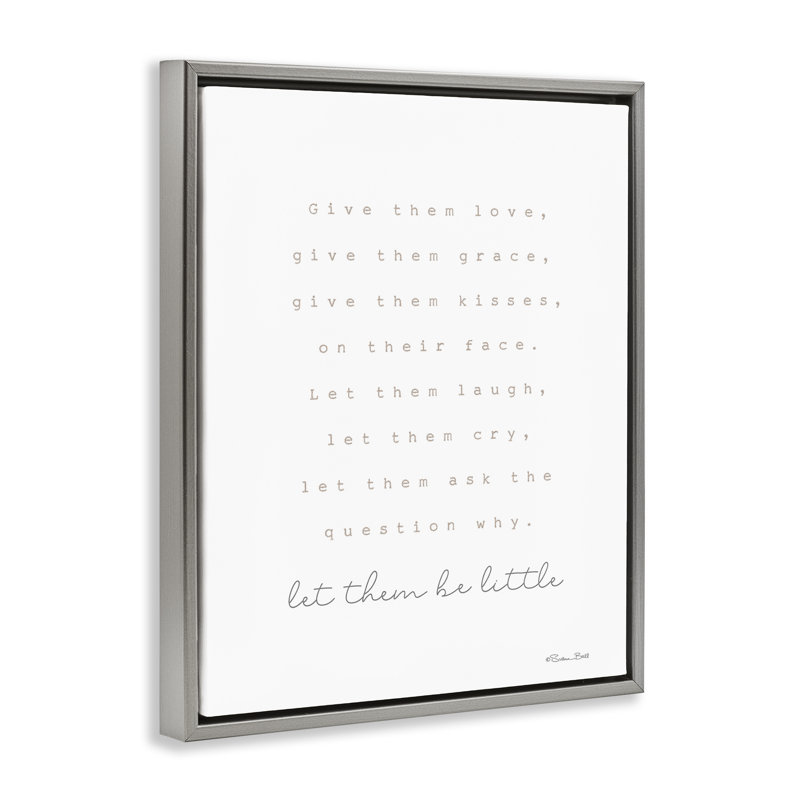 «Let Them Be Little», art mural encadré flottant par Susan Ball, Cadre flottant gris lustré, H 31 po x l 25 po