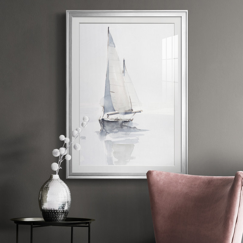 Imprimé Misty Harbor II, H 36,5 po x l 26,5 po x P 1 po, Cadre argenté