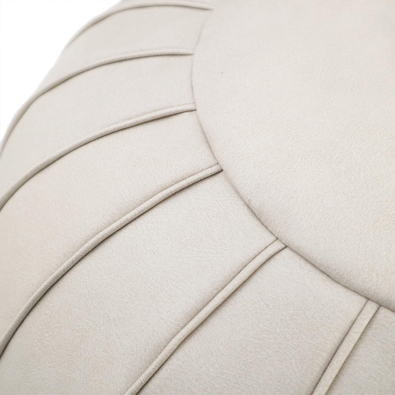 Cohill Upholstered Pouf, White Leather Match/Leather