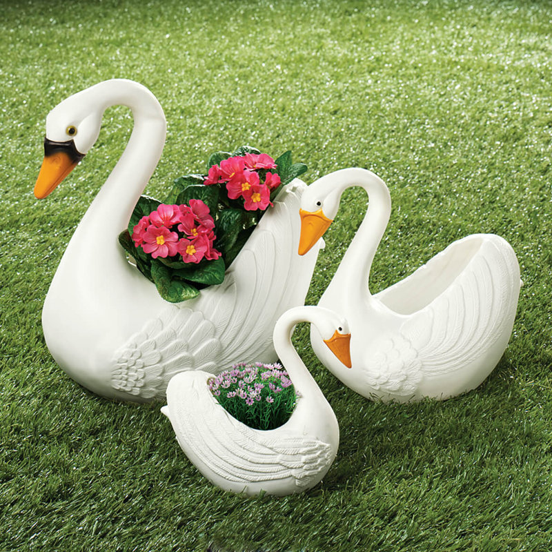 Ensemble de 3 jardinières cygnes