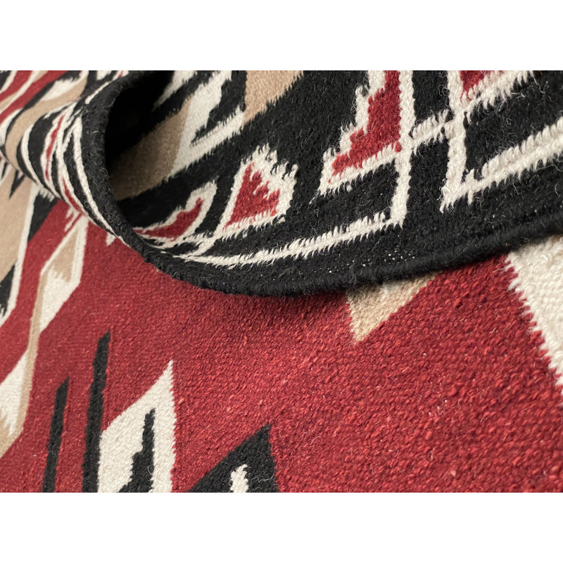 Southwestern Handwoven Reversible Flatweave Kilim Wool Area Rug, Rectangle 5' x 7'