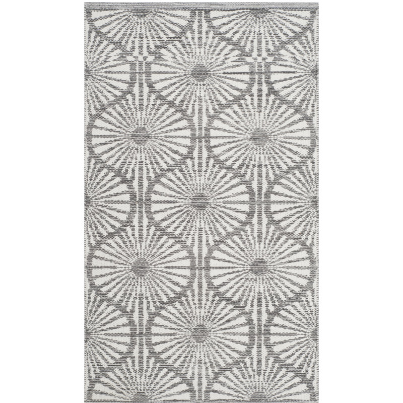 Tapis gris anthracite / ivoire tissé à plat à la main Oak Hill, Rectangle 8 pi x 10 pi