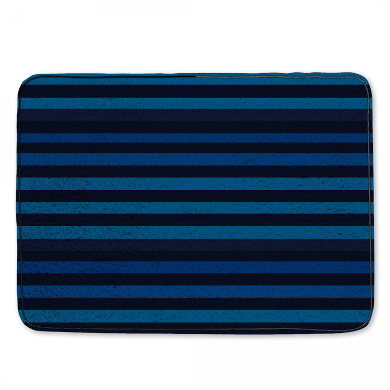 Tapis de bain à rayures, Single - 24" L x 17" W, Bleu / rayures noires