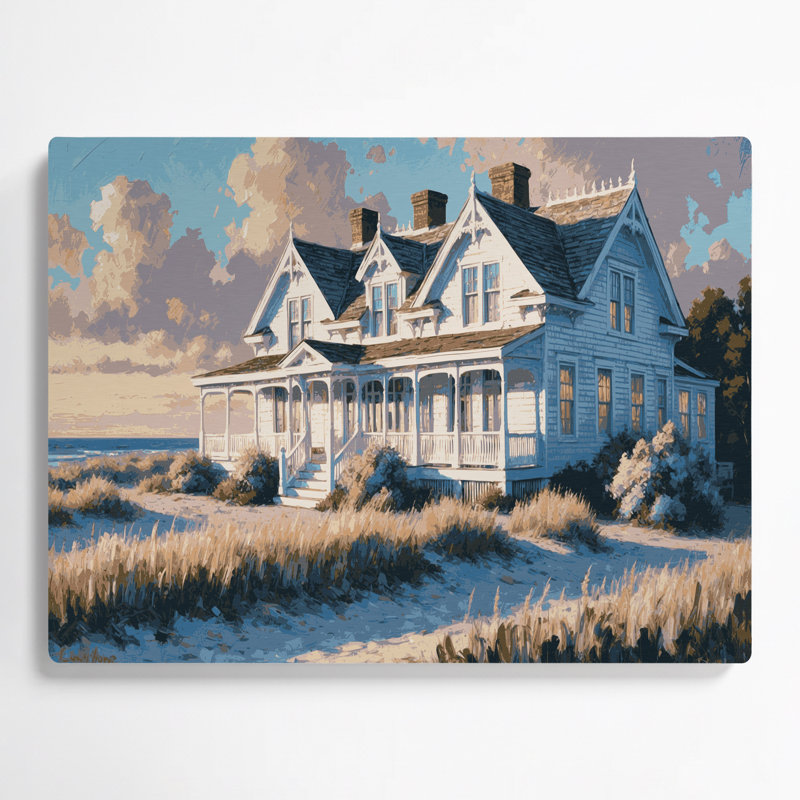 Art mural gris classique Coastal Beach House, H 8 po x l 10 po