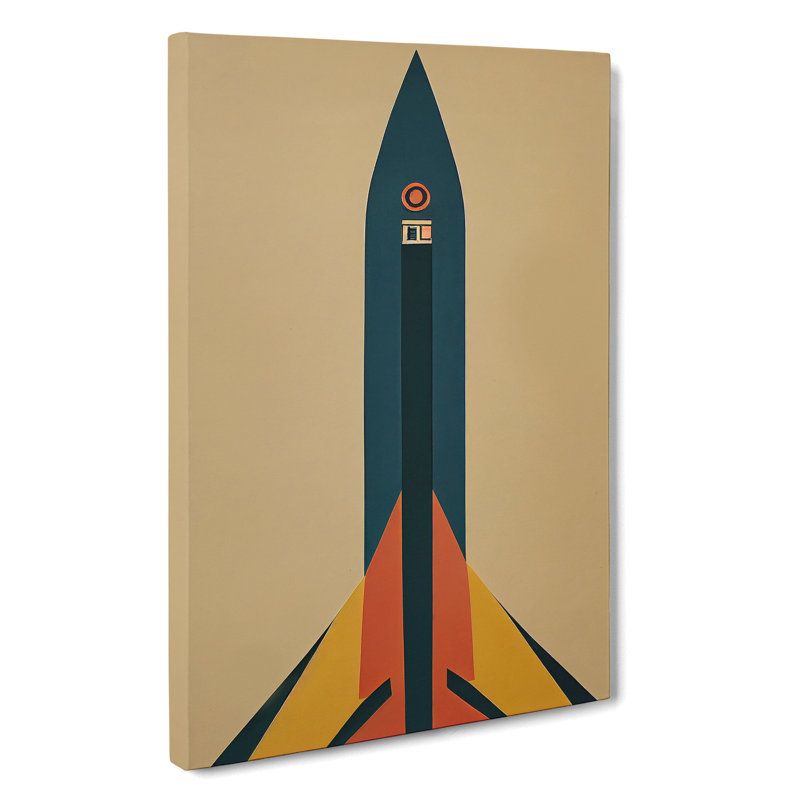 Retro Spaceship Rocket No.2 - Wrapped Canvas, 76cm H x 50cm W x 3cm D