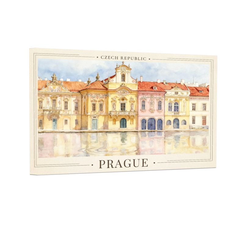 «Scenic & Cityscapes», château de Prague, aquarelle, architecture, réflexions, reproduction d'art européenne