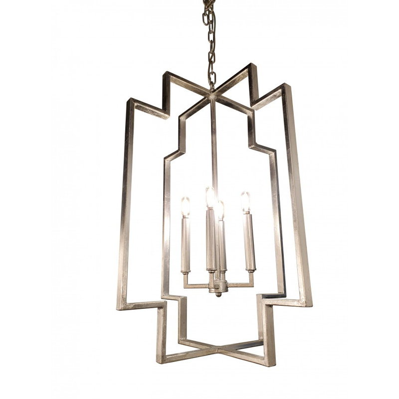 Lustre géométrique à 4 lumières Eifel, Feuille d'argent
