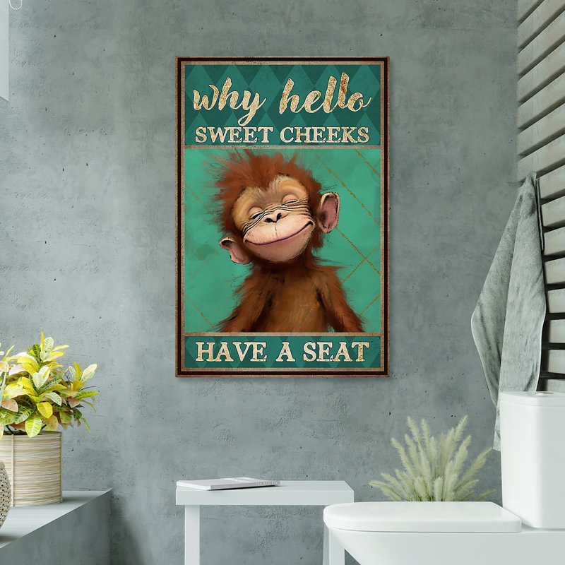 «Monkey Have A Seat», reproduction d'art graphique sur toile tendue, H 36 po x l 24 po x P 1,25 po